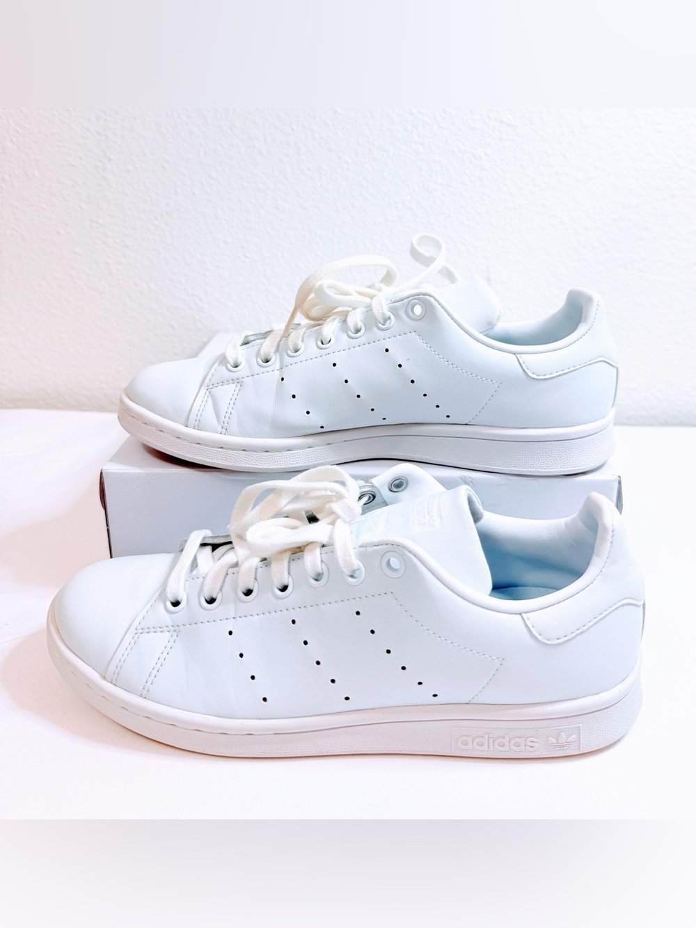 Adidas Stan Smith White Leather Primegreen Unisex Sneakers US 8.5